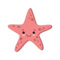 Illustration of Smiling cute starfish. Vector flat style kawaii