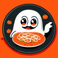 Illustration of a Smiling Halloween Ghost with a Sushi Roll Generative AI