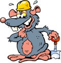 illustration of an Smiling Rat holding a Spade Royalty Free Stock Photo