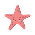 Illustration of Smiling sleeping cute starfish. Vector flat style kawaii Royalty Free Stock Photo