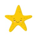 Illustration of Smiling sleeping cute starfish. Vector flat style kawaii