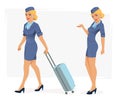 Illustration of smiling stewardess
