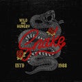 Illustration of snake head, cobra, python, viper in vintage monochrome style. Design element for poster, t shirt. Royalty Free Stock Photo