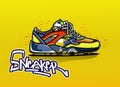 Illustration of sneakers in color. Sport shoes.