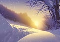 Illustration of Snow-Covered Trees in a Warm Environment: Cozy Winter Wonderland Royalty Free Stock Photo