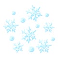 Illustration of snow and snowflakes. Cartoon image of winter.