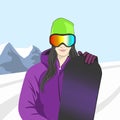 Illustration of a snowboarder girl