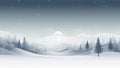 An illustration snowy landscape with a moon and trees black and white background