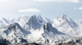 Snowy mountains panorama with blue sky and white clouds in winter Royalty Free Stock Photo