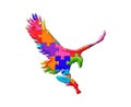 Illustration of a soaring eagle composed out of colorful puzzle pieces on a white background Royalty Free Stock Photo