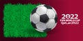 Illustration of soccer ball. Qatar soccer banner - football inscription background for the World Championship and local premier