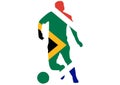 Illustration of Soccer Football sports logo with South African flag overlaid Royalty Free Stock Photo