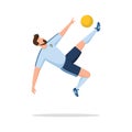 Illustration of a soccer player doing an overhead kick