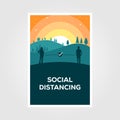 Illustration of social distancing vector poster template design