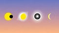 Illustration of Solar Eclipse Phases Showing Partial and Total Stages Royalty Free Stock Photo