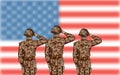 Soldier saluting on Fourth of July background for Happy Independence Day of America Royalty Free Stock Photo