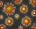 Illustration of some corona virus with kirlian aura simulation