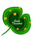 Illustration of Sona patta for wishing Happy Dussehra,flower,gold leaf.