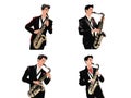 Illustration of Soulful Saxophonist in Musical Reverie