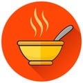 Soup bowl circle flat icon