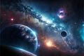Space scene the galaxy panorama, digital illustration painting artwork