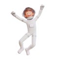 3d illustration spaceman astronaut happy jump