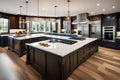 illustration of a spacious kitchen with a large kitchen island serving as a focal point for cooking and entertaining