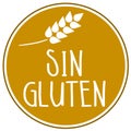 Illustration with the spanish word for gluten free - sin gluten