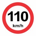 Speed limit 110 kmh traffic sign