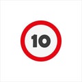 Illustration of a 10-speed limit sign isolated on a white background Royalty Free Stock Photo