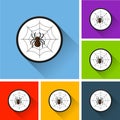 Spider icons with long shadow Royalty Free Stock Photo