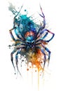 Illustration spider in watercolor. Animal on a white background, generative AI