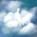 Illustration of the spirit, the soul that sits on the clouds. life after death