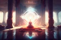 Illustration of spiritual awakening enlightenment meditation. Generative AI