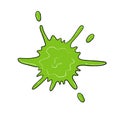 Illustration of splatter and dribble, spot and drop, slime and blob. Dripping slime. Green dirt splat, goo dripping splodges of