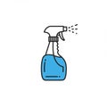 Illustration of a spray bottle with a blue liquid inside. The bottle Royalty Free Stock Photo