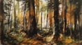 illustration spruce forest, generative ai.