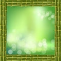 Square green bamboo stems border with blurred background and copy space Royalty Free Stock Photo