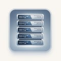 Illustration of a stack of five stylized server units in shades of blue and gray. Each Royalty Free Stock Photo