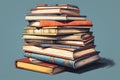 illustration of a stack of old books. Generative AI Royalty Free Stock Photo