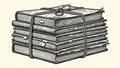 Stack of Old Books Tied Together with Twine in a Rough Bundle image photo Royalty Free Stock Photo