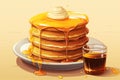 illustration of a stack of pancakes with honey. Generative AI