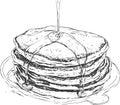 Illustration of a stack of pancakes with syrup drizzling on top. Royalty Free Stock Photo