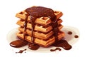 illustration of a stack of waffles with chocolate. Generative AI