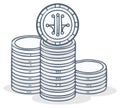 Illustration of Stacked Digital Coins with Circuit Symbol, Representing Cryptocurrency and Blockchain Technology Royalty Free Stock Photo
