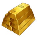 Illustration of stacked gold bars, each marked with \