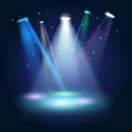 Stage Podium Scene with for Award Ceremony on blue Background Royalty Free Stock Photo
