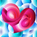 Stained glass illustration with an abstract pink heart on blue background Royalty Free Stock Photo