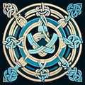 Illustration in stained glass style with Celtic knots and celtic knot AI Generated
