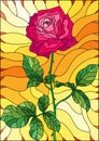 Stained glass illustration flower of pink rose on a orange background Royalty Free Stock Photo